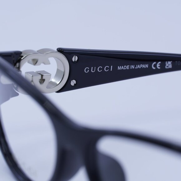Gucci GG1825O 001 Eyeglasses Shiny Black 54mm Cat Eye Frame - Picture 8 of 11